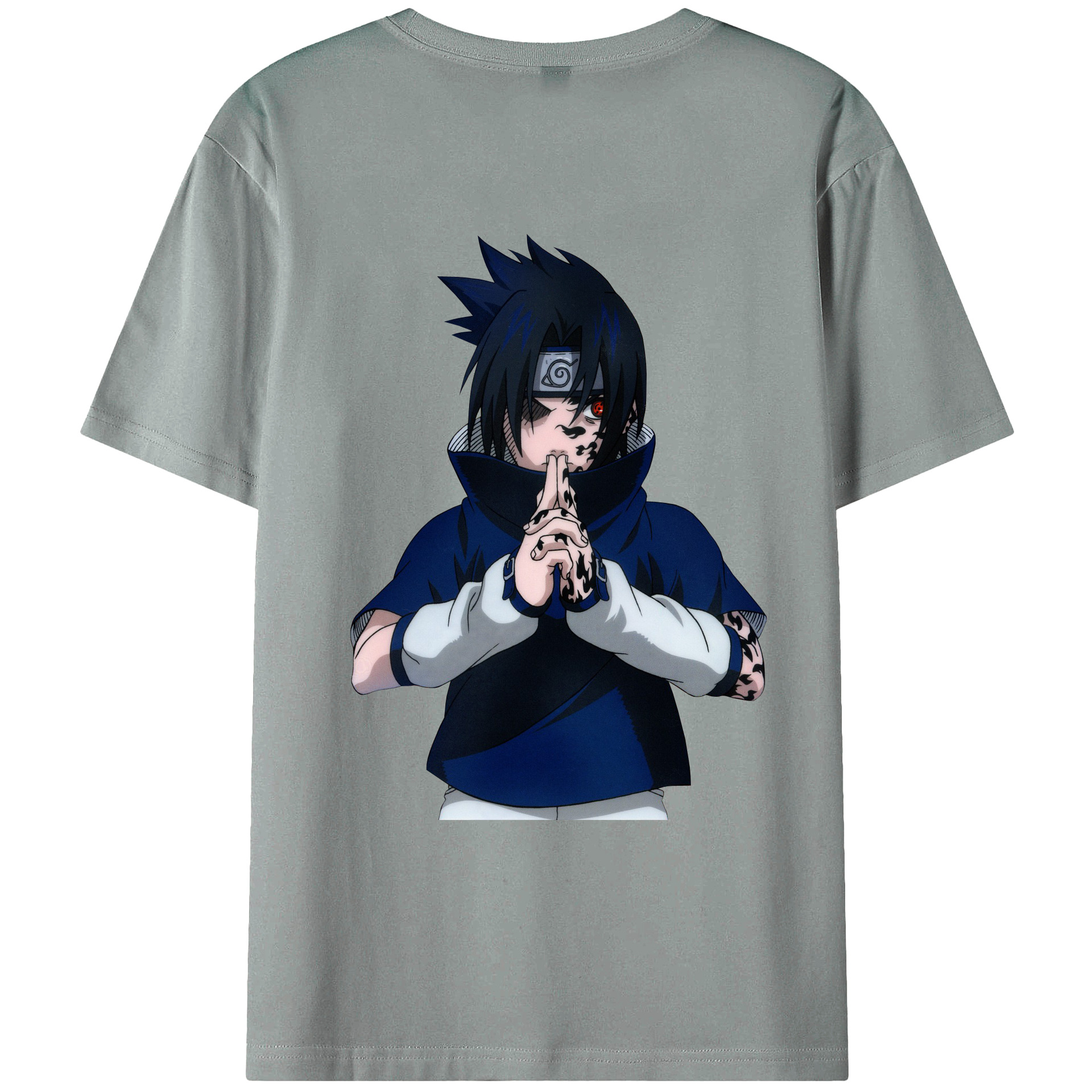 （画像用） NARUTO -ナルト- うちは サスケ Uchiha Sasuke 綿100％ メンズ半袖Tシャツ（バックプリント） 通気性